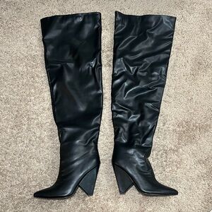 Black Over-the-Knee Women's Boots (Faux Leather) *New/Never Worn*